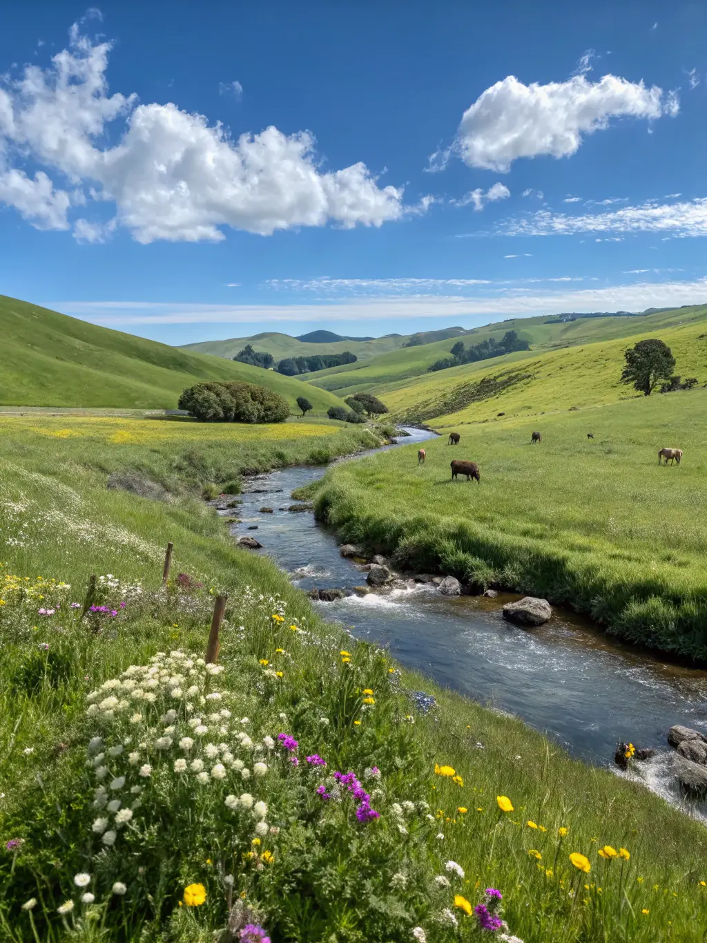 An image of a diverse agricultural landscape, demonstrating how responsible bird breeding contributes to a balanced and healthy ecosystem, supported by SOA SOC ORNITHOLOGIQUE DE L'ANGOUMOIS.